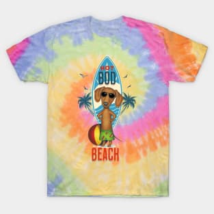 Funny cute Doxie Dachshund Dog with Hot Bod Fur baby on Beach T-Shirt
